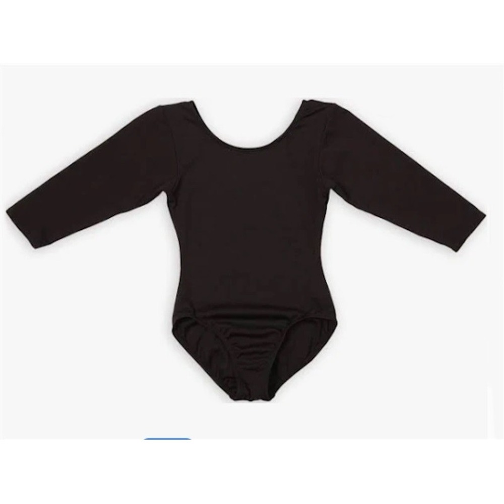 Moret Child Large 3/4 Sleeve Leotard Black Basic Dance Wear 124845